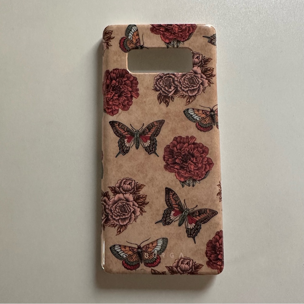 Samsung Galaxy Note 8 case vintage brown butterfly floral antique aesthetic